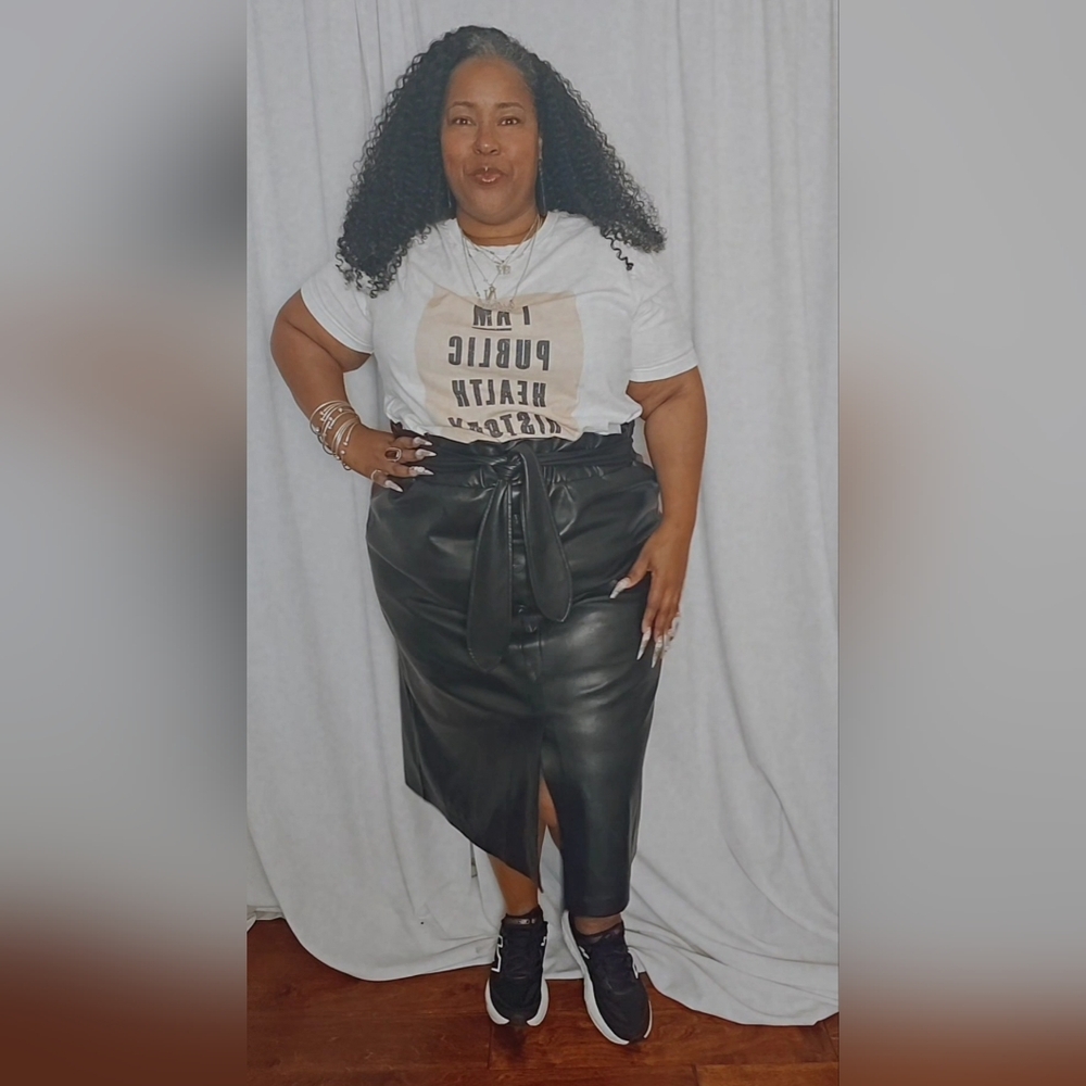 Eloquii Black Faux Leather Pencil Skirt